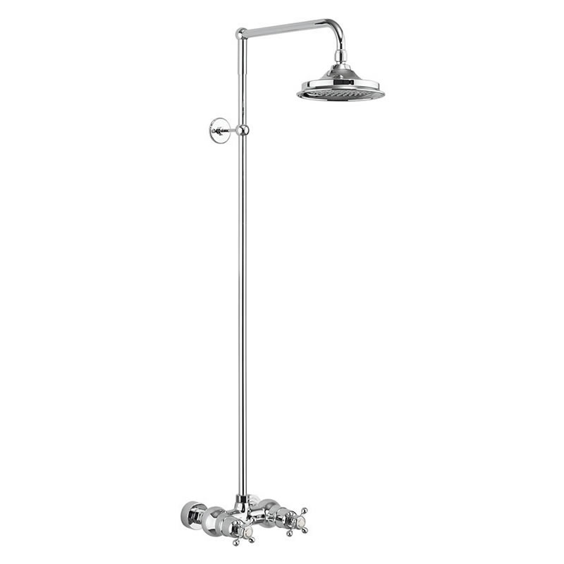 Eden Medici Thermostatic Exposed Shower Bar Valve Single Outlet with Rigid Riser and Swivel Shower Arm with 6 inch rose 